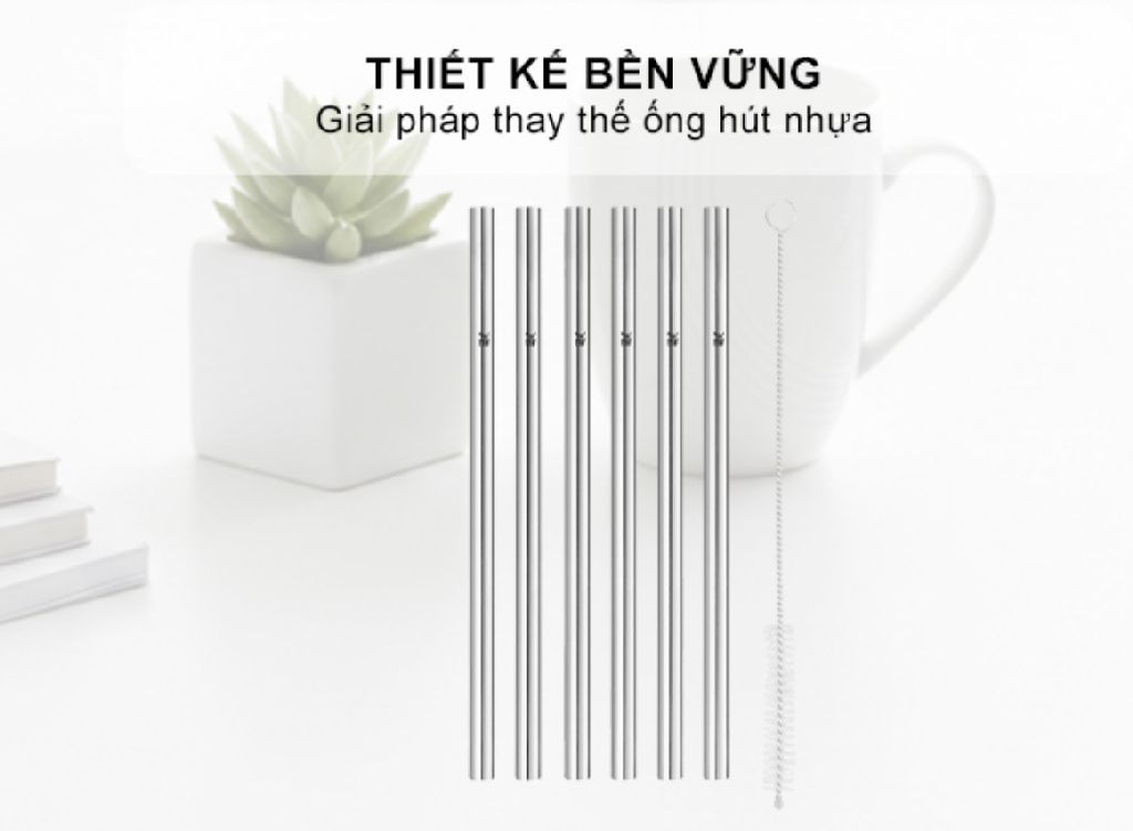 Bộ 6 ống hút thẳng kèm cọ rửa bằng inox 18cm WMF 0608976040 - Ảnh 5