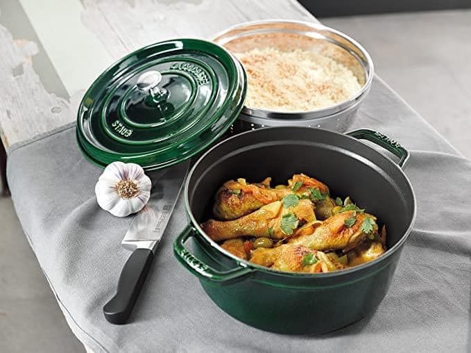 Nồi gang đúc tròn màu xanh kèm xửng hấp 26cm 5.2L Staub 1133885 - Ảnh 12