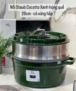 Nồi gang đúc tròn màu xanh kèm xửng hấp 26cm 5.2L Staub 1133885