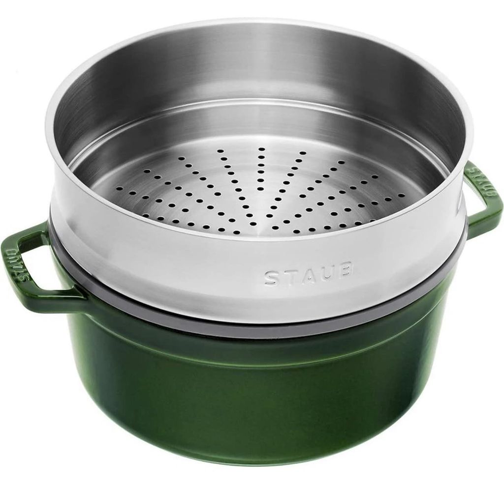 Nồi gang đúc tròn màu xanh kèm xửng hấp 26cm 5.2L Staub 1133885 - Ảnh 9
