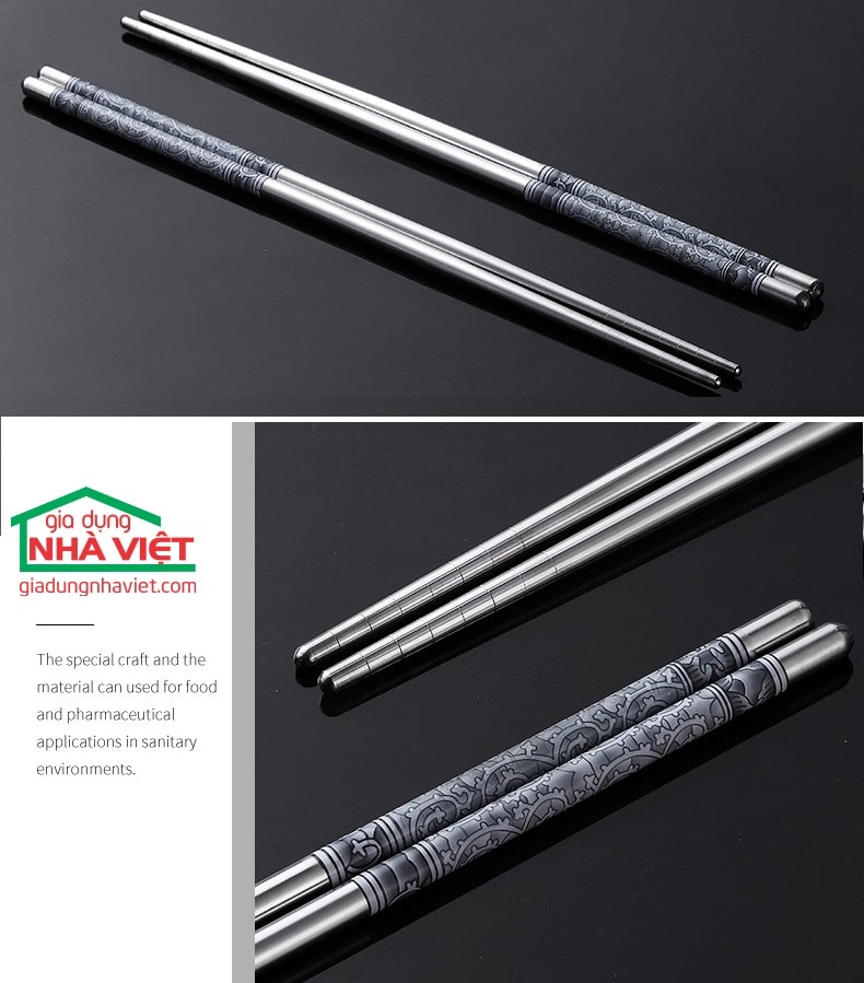 Bộ 5 đôi đũa Inox 304 Kaiwang phong cách Nhật Bản chống trơn trượt - Ảnh 6