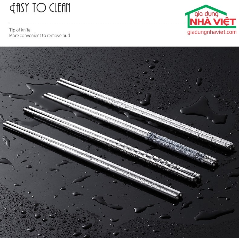 Bộ 5 đôi đũa Inox 304 Kaiwang phong cách Nhật Bản chống trơn trượt - Ảnh 3