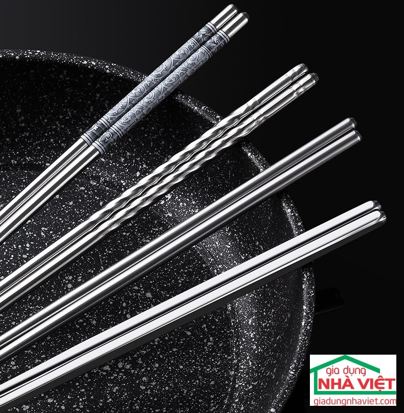 Bộ 5 đôi đũa Inox 304 Kaiwang phong cách Nhật Bản chống trơn trượt - Ảnh 2