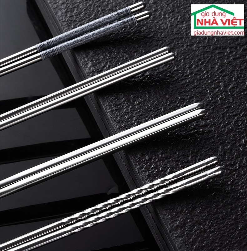Bộ 5 đôi đũa Inox 304 Kaiwang phong cách Nhật Bản chống trơn trượt - Ảnh 14