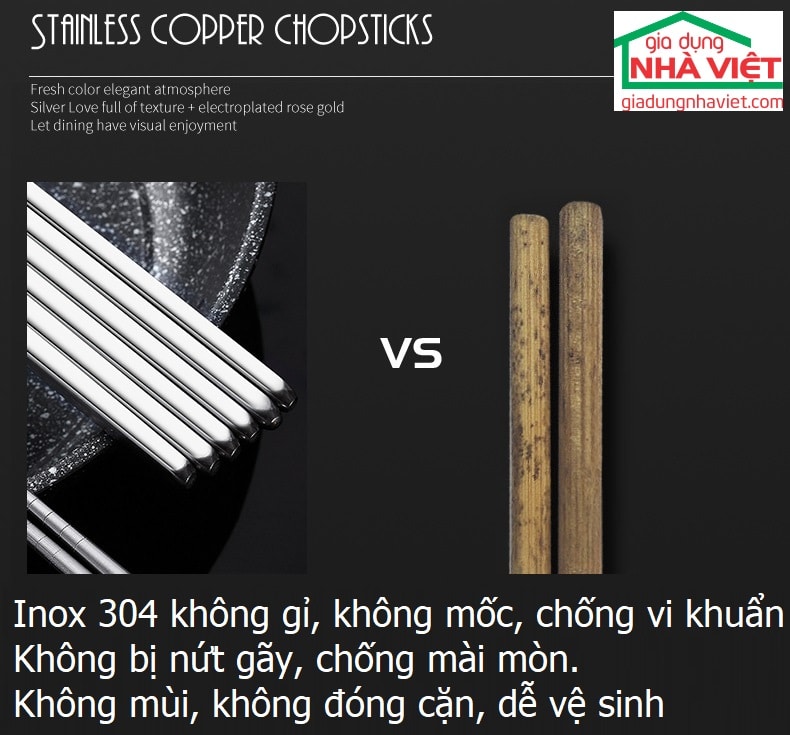 Bộ 5 đôi đũa Inox 304 Kaiwang phong cách Nhật Bản chống trơn trượt - Ảnh 12