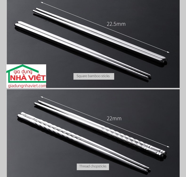 Bộ 5 đôi đũa Inox 304 Kaiwang phong cách Nhật Bản chống trơn trượt - Ảnh 10