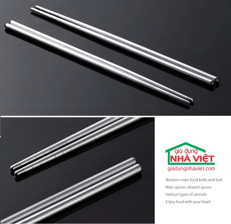 Bộ 5 đôi đũa Inox 304 Kaiwang phong cách Nhật Bản chống trơn trượt - Ảnh 8