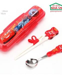 Bộ thìa đũa tập gắp kèm hộp Disney 3D Mickey Frozen Cars