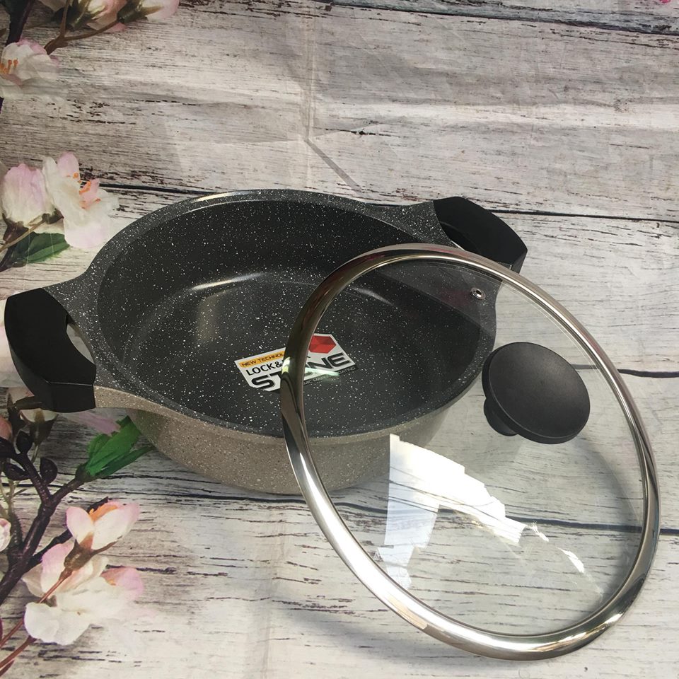 Nồi đá 5 lớp Stone phi 24cm thành thấp Lock&Lock LCA6242D - Ảnh 2